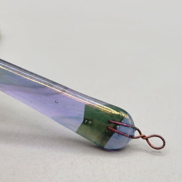 Handmade Fused Glass Icicle Ornaments Multicolor Iridescent Set of 10 - Picture 5 of 7